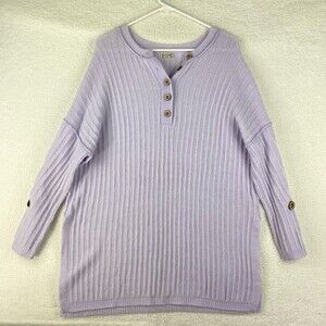 Free People Sweater Womens XS Lavender Around the Clock Henley Tunic Oversized‎